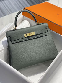 Hermes original togo leather kelly 28 bag K28 vert amande