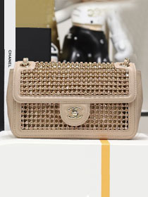 CC original crystal small flap bag AS4962 apricot