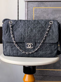 CC original denim maxi flap bag AS3323 black