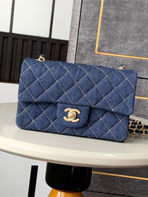 CC original denim mini flap bag A69900 dark blue