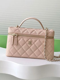 CC original grained calfskin vanity with chain AP4385 beige