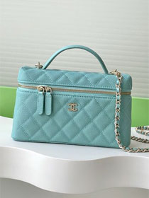 CC original grained calfskin vanity with chain AP4385 blue