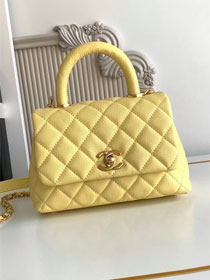 CC original grained calfskin mini coco handle bag AS2215 yellow
