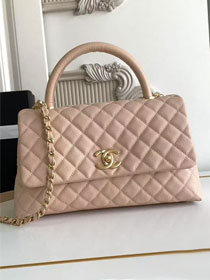 CC original grained calfskin large coco handle bag A92991 beige