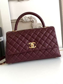 CC original grained calfskin large coco handle bag A92991 bordeaux