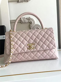 CC original grained calfskin large coco handle bag A92991 light pink