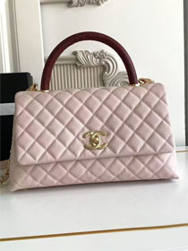CC original grained calfskin large coco handle bag A92991 light pink&bordeaux