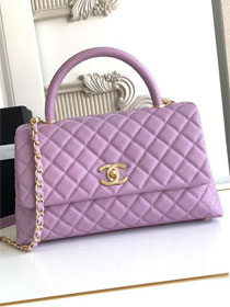 CC original grained calfskin large coco handle bag A92991 purple
