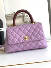 CC original grained calfskin small coco handle bag A92990 purple&bordeaux
