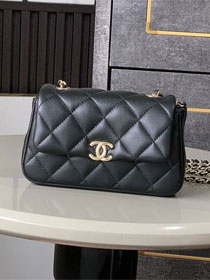 CC original calfskin clutch with chain AP4593 black