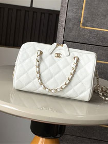 CC original grained calfskin clutch with chain AP4515 white