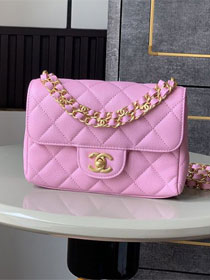 CC original grained calfskin mini flap bag AS5239 pink