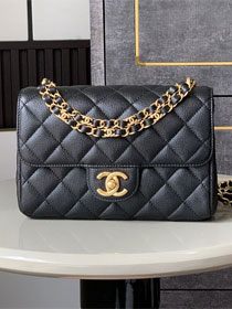 CC original grained calfskin small flap bag AS5238 black