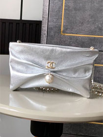 CC original lambskin clutch with chain AP4613 silver