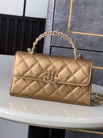 CC original grained calfskin flap phone holder AP3238 gold