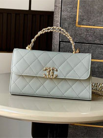 CC original grained calfskin flap phone holder AP3238 water blue