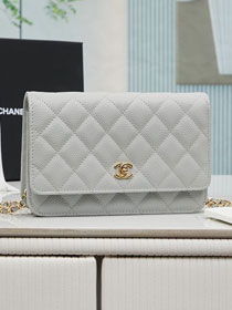 CC original grained calfskin wallet on chain AP4241 grey