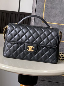 CC original lambskin medium top handle flap bag AS5356 black
