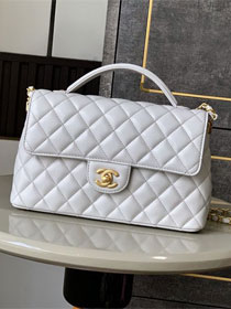 CC original lambskin medium top handle flap bag AS5356 light grey