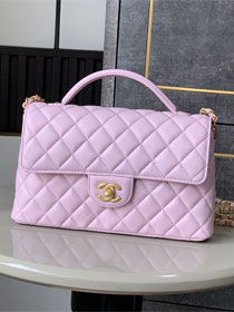 CC original lambskin medium top handle flap bag AS5356 pink