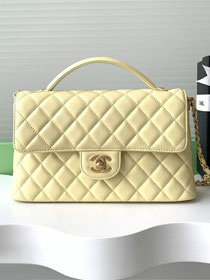CC original lambskin medium top handle flap bag AS5356 yellow