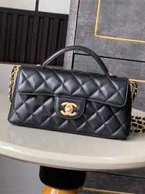CC original lambskin mini top handle flap bag AS5354 black
