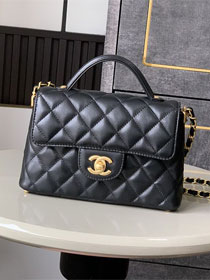 CC original lambskin small top handle flap bag AS5355 black