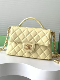 CC original lambskin small top handle flap bag AS5355 yellow