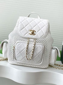 CC original mesh&lambskin medium backpack AS5484 white