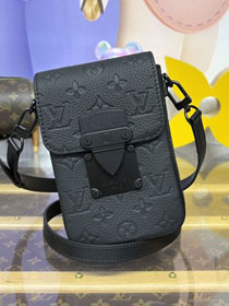 Louis vuitton original calfskin s-lock vertical wearable wallet M81524 black