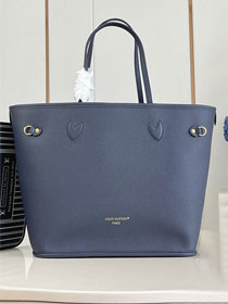 Louis vuitton original calfskin&canvas neverfull Inside out MM M14994 navy blue