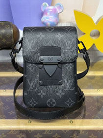 Louis vuitton original monogram eclipse s-lock vertical wearable wallet M82252