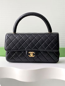 CC original lambskin top handle bag AS3868 black