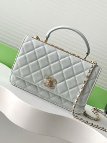 CC original lambskin wallet on chain AP4323 light grey