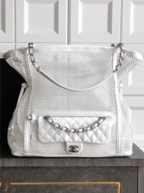 CC original patent calfskin large shopping bag AS5511 white