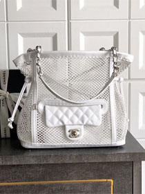 CC original patent calfskin small shopping bag AS5513 white