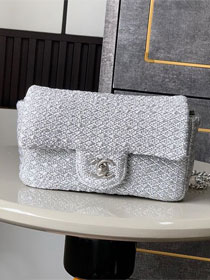 CC original tweed mini flap bag AS5279 silver