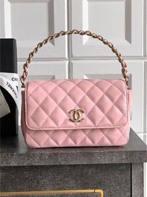 CC original patent calfskin top handle clutch AP3240 pink