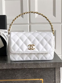 CC original patent calfskin top handle clutch AP3240 white