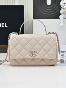 CC original grained calfskin mini top handle flap bag AS4591 beige