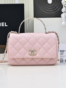 CC original grained calfskin mini top handle flap bag AS4591 pink