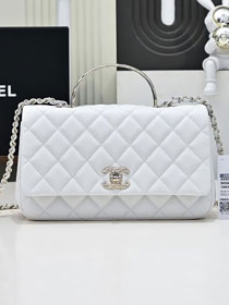 CC original grained calfskin top handle flap bag AS5554 white