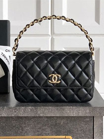 CC original lambskin top handle clutch AP3240 black