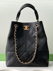 CC original calfskin shopping bag AS5636 black