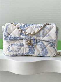 CC original denim medium flap bag AS5454 blue