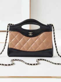 CC original lambskin nano 31 bag AS3656 black&apricot