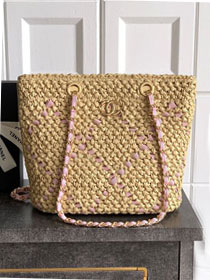 CC original raffia small shopping bag AS3251 apricot
