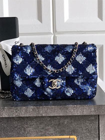 CC original sequins mini flap bag AS4561 blue