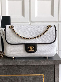 CC original tweed medium flap bag A01112 white