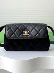 CC original suede calfskin flap phone holder AP4677 black